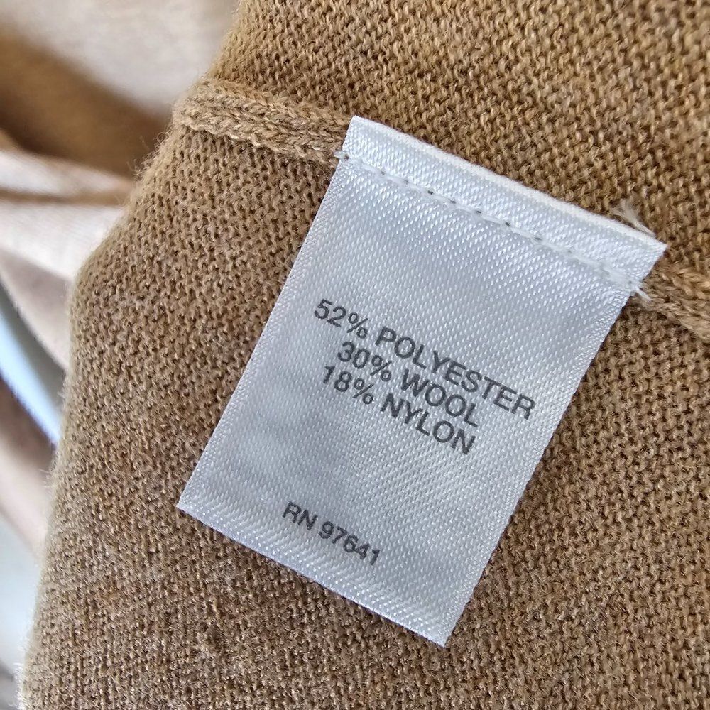 EUC J. JILL WOOL BLEND CAMEL/ TAN LONG SLEEVES V NECK BUTTON DOWN LONGLINE TOP S - Picture 11 of 12